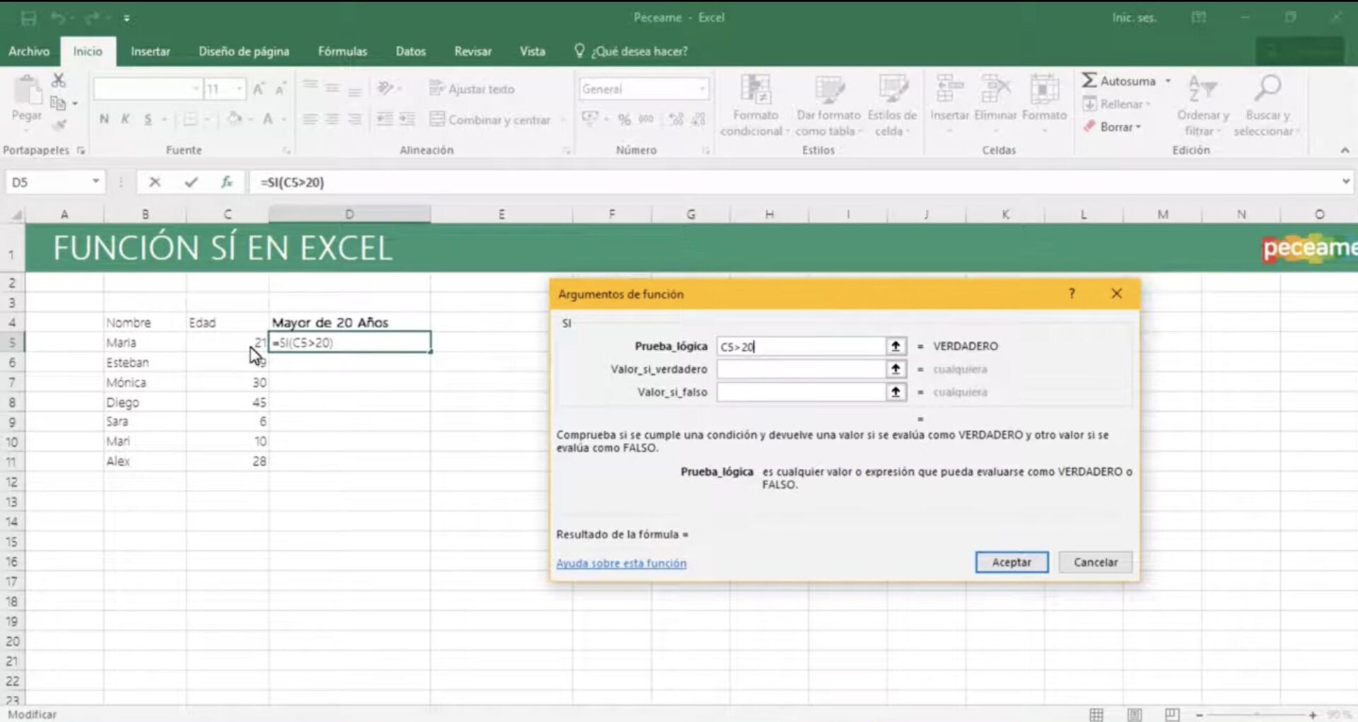 Cómo Utilizar la Función Si en Excel